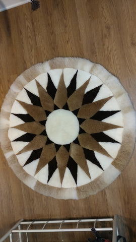 58" Round Sun Design Alpaca Rug or Wall Hanging